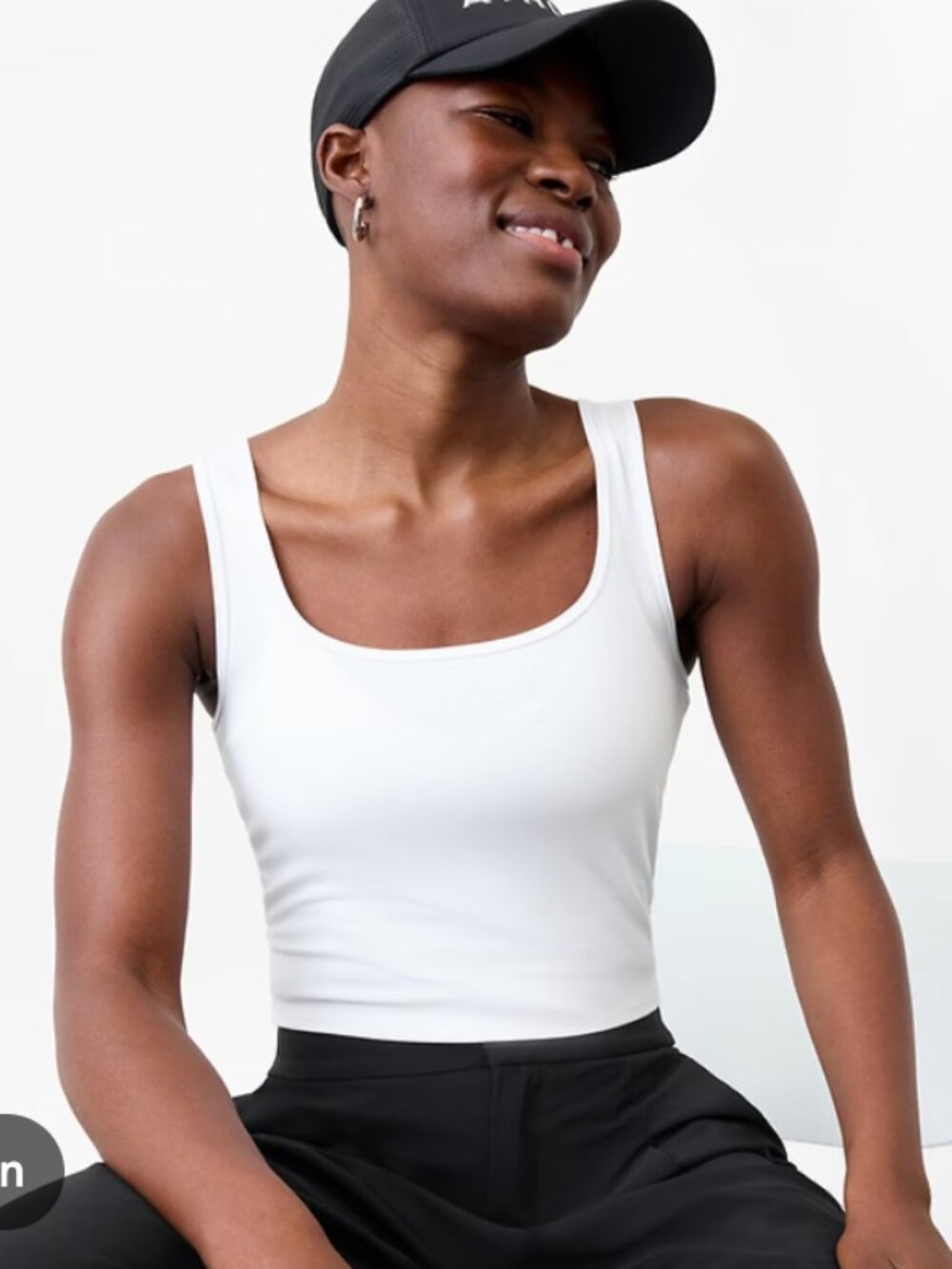 Athleta Signature Rib Square Neck Crop Tank White